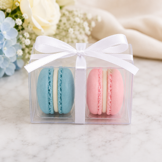 Personalized 2 Macaron Party Favor Clear Box.