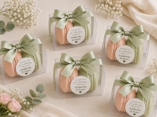 Blush & Sage Wedding Favor Macaron Gift Boxes