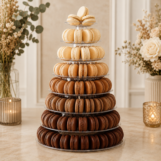 Brown Ombre Macaron Tower | Wedding Dessert Tower | Macaron Display for Weddings, Showers & Elegant Events