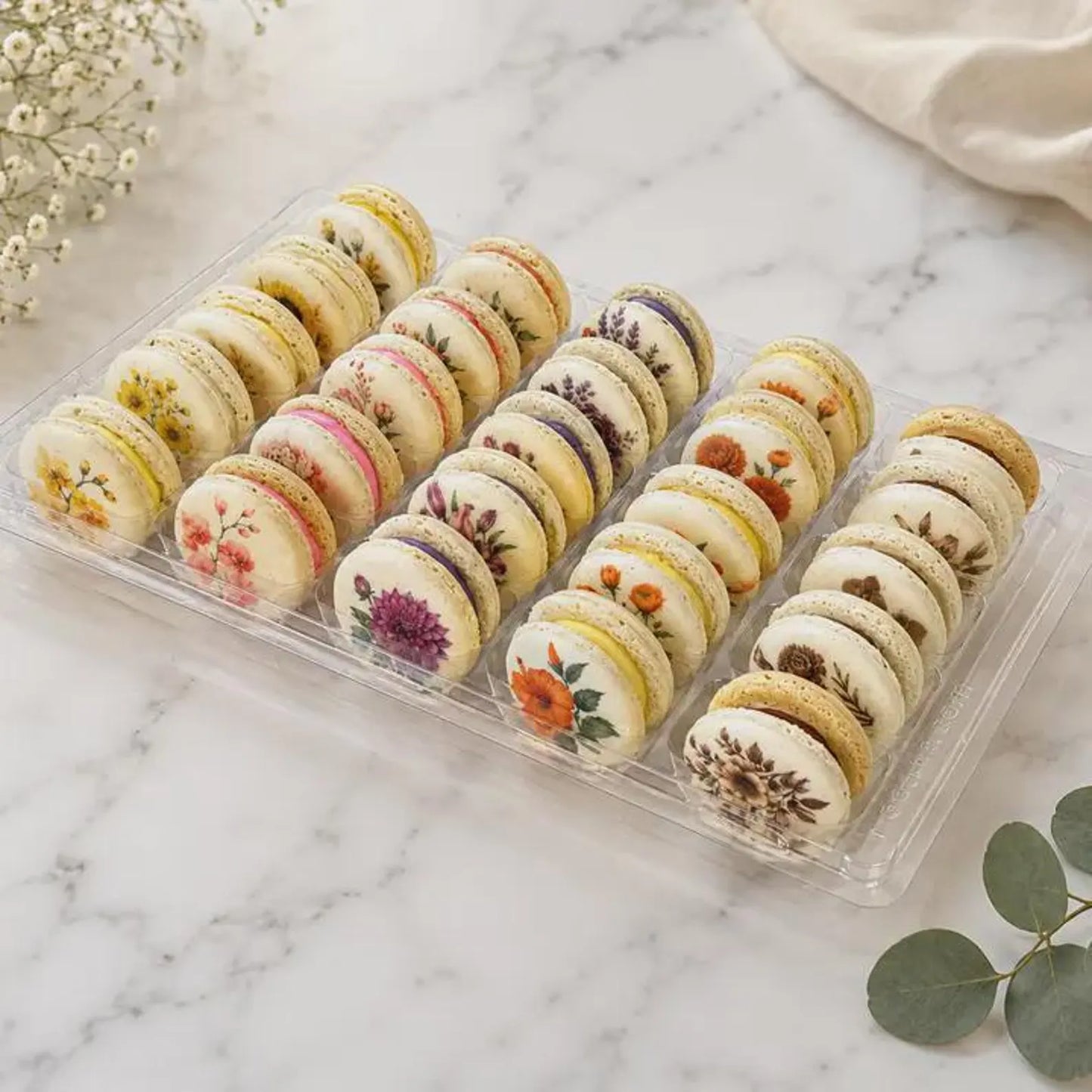 Garden Collection Bundle | 50 Hand-Printed French Macarons