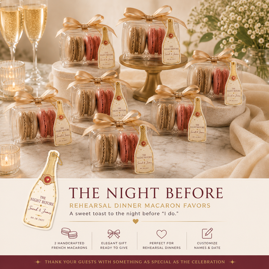 The Night Before | Rehearsal Dinner Macaron Favors | Personalized 2 Pack Wedding Favors